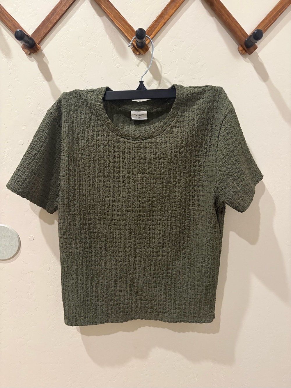 Abercrombie & Fitch Olive Waffle-Knit Short Sleeve Tee